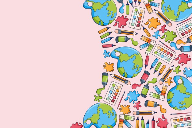 Fondo disegnato a mano della giornata mondiale dell'arte