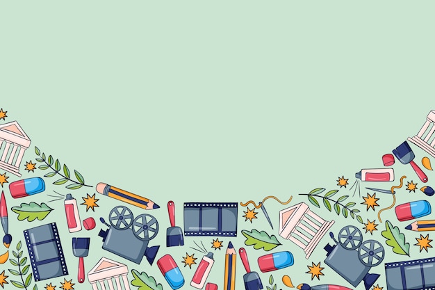 Fondo disegnato a mano della giornata mondiale dell'arte