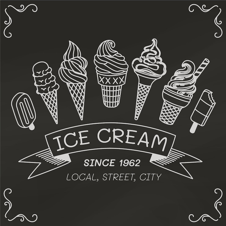 Vettore gratuito fondo disegnato a mano della lavagna del gelato
