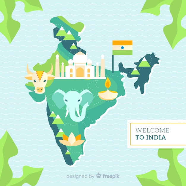 Fondo disegnato a mano della mappa dell&#39;India