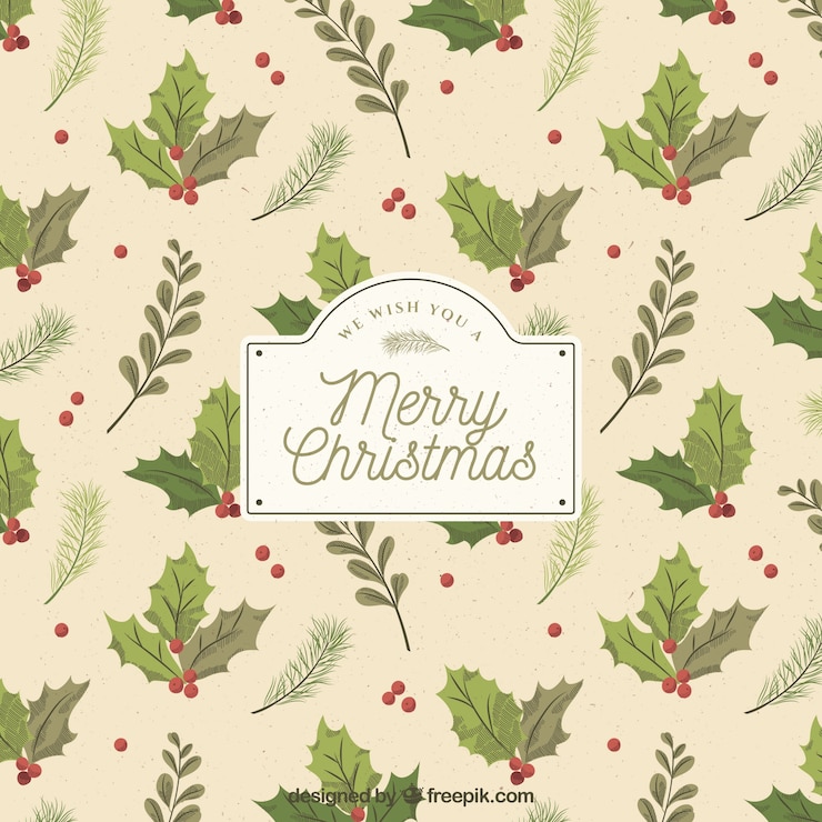 Vettore gratuito fondo disegnato a mano di natale del vischio