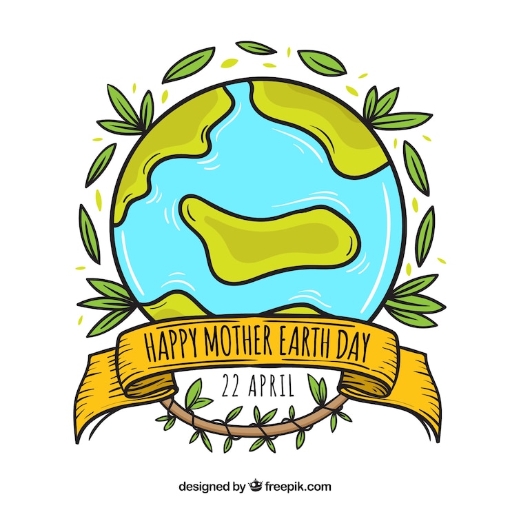 Vettore gratuito fondo disegnato a mano felice di giornata per la terra di madre