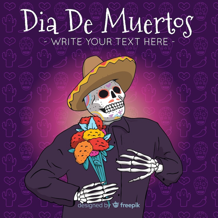 Vettore gratuito fondo disegnato a mano per día de muertos