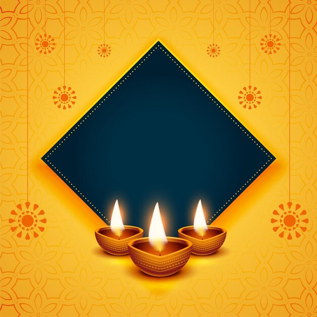 Fondo felice decorativo del festival di diwali con lo spazio del testo