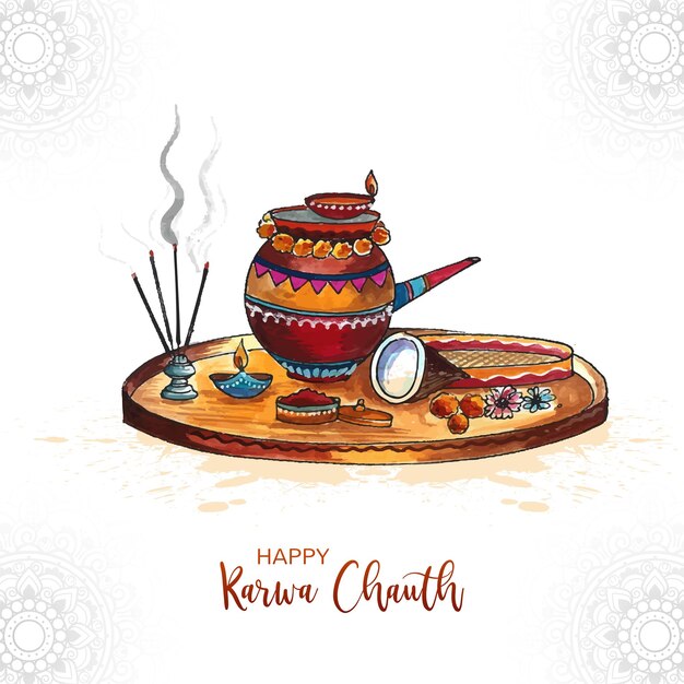 Fondo felice della cartolina d'auguri del festival di karwa chauth