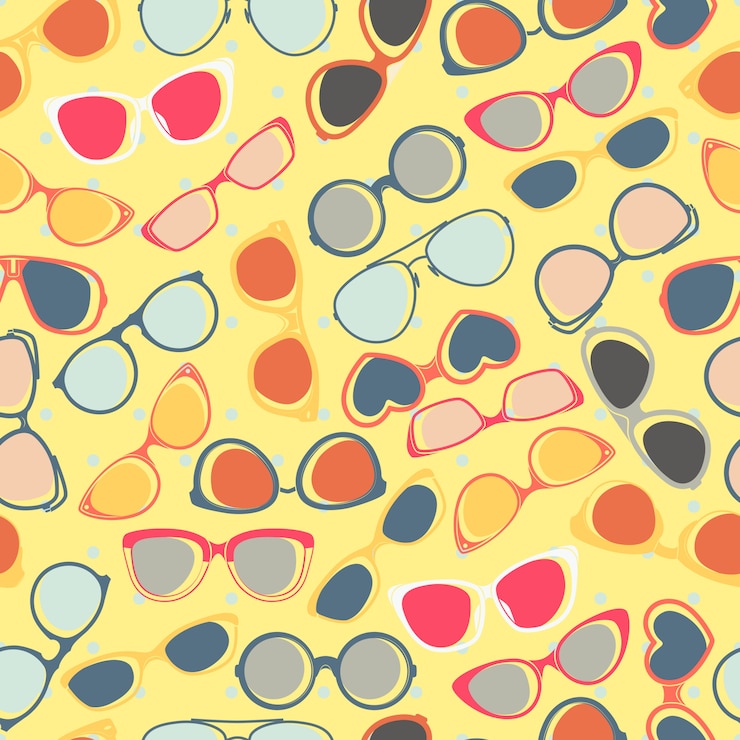 Vettore gratuito fondo giallo senza cuciture del modello degli occhiali da sole