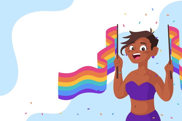 Fondo lgbt piatto disegnato a mano del mese di orgoglio