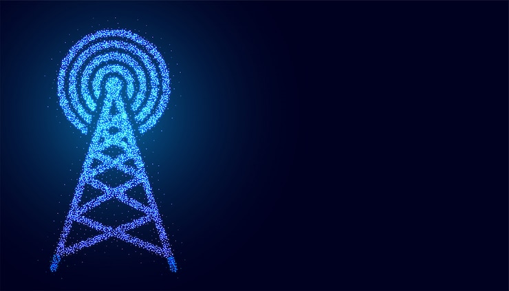Vettore gratuito fondo mobile della connessione di rete della torre di telecomunicazione di digital