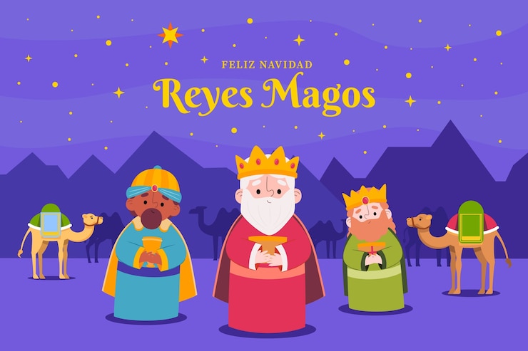 Vettore gratuito fondo piano della siluetta di reyes magos