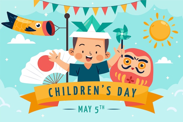 Fondo piatto del giorno dei bambini