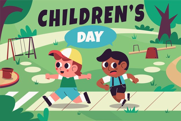 Fondo piatto del giorno dei bambini
