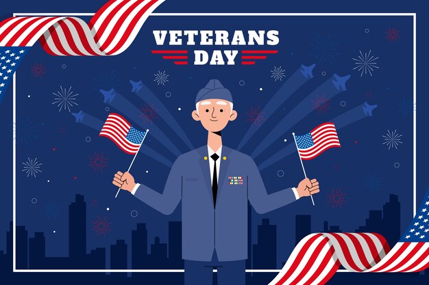 Fondo piatto del giorno dei veterani