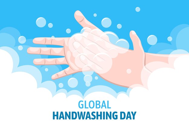 Fondo piatto del giorno del lavaggio delle mani globale