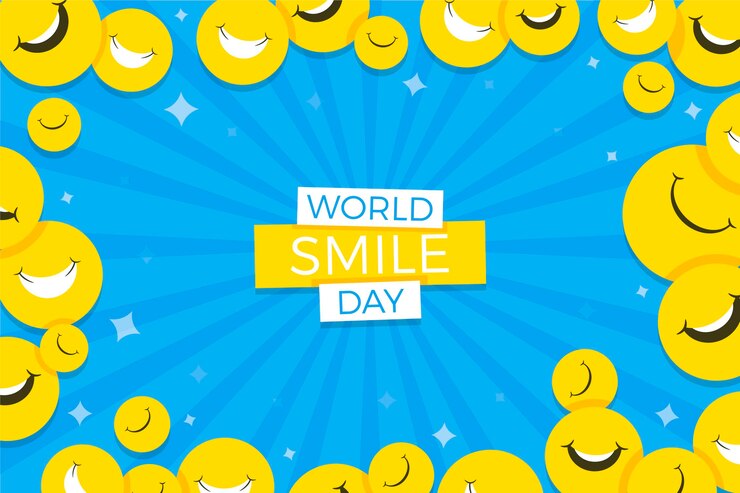 Vettore gratuito fondo piatto del giorno del sorriso del mondo