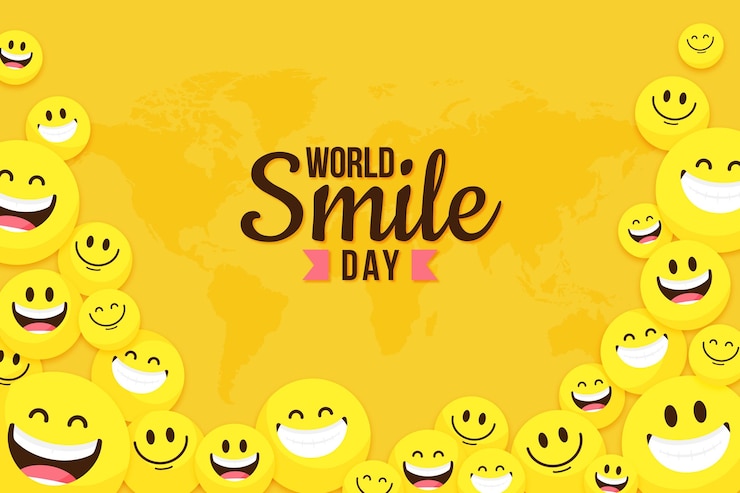 Vettore gratuito fondo piatto del giorno del sorriso del mondo