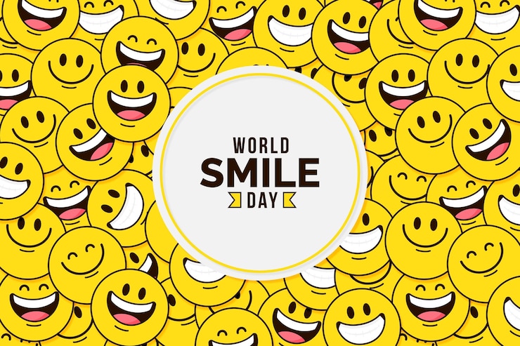 Vettore gratuito fondo piatto del giorno del sorriso del mondo