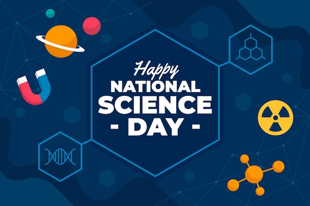 Fondo piatto della giornata della scienza nazionale