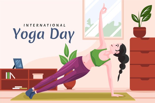 Fondo piatto della giornata internazionale dello yoga