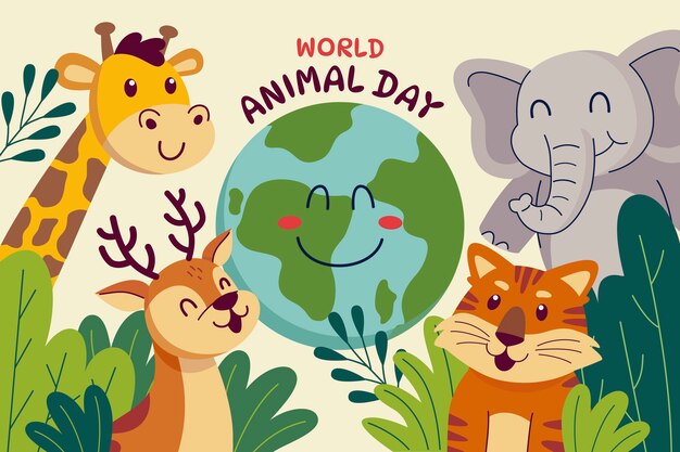 Fondo piatto della giornata mondiale degli animali