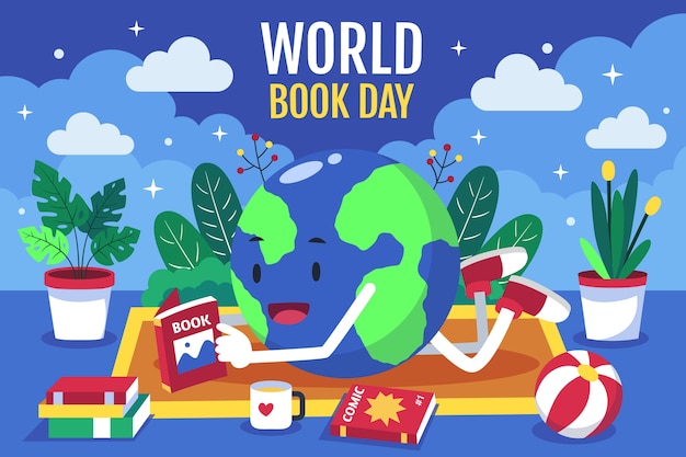 Fondo piatto della giornata mondiale del libro