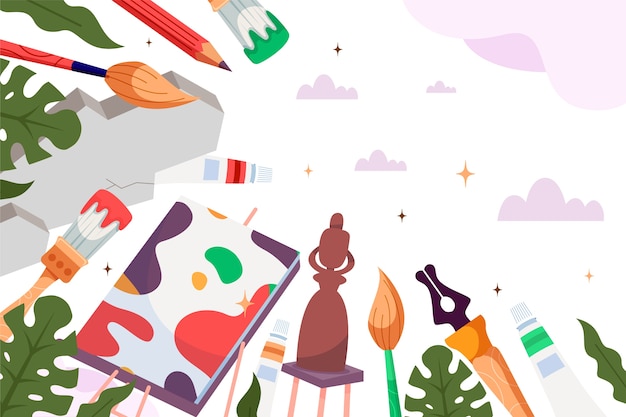 Fondo piatto della giornata mondiale dell'arte