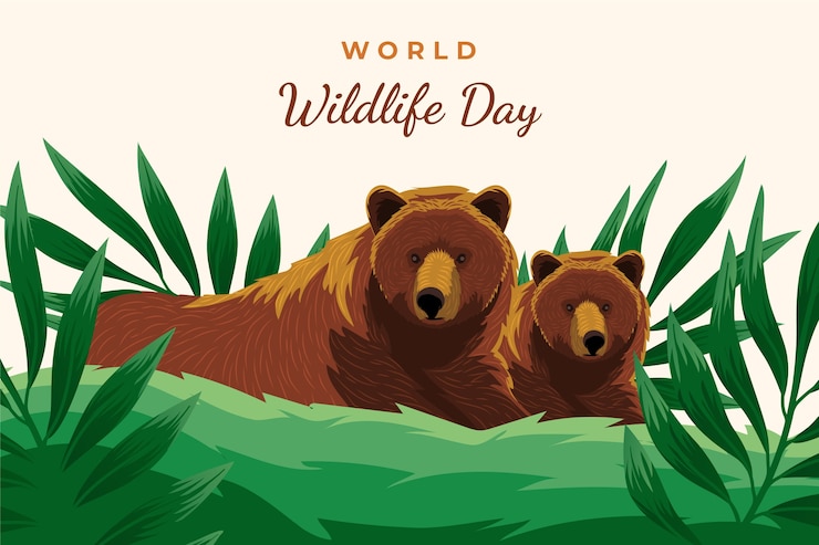 Vettore gratuito fondo piatto della giornata mondiale della fauna selvatica