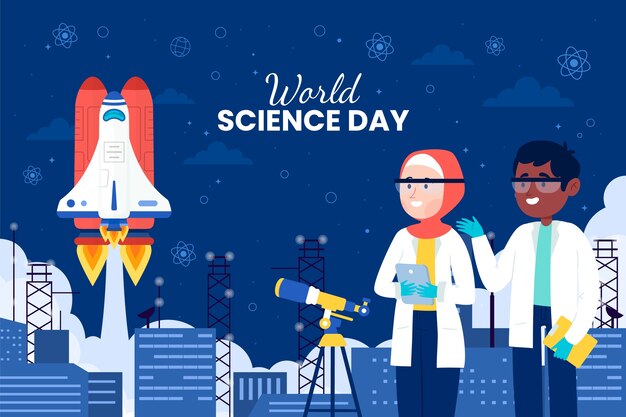 Fondo piatto della giornata mondiale della scienza