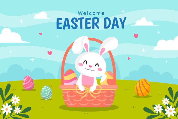 Fondo piatto di celebrazione di pasqua