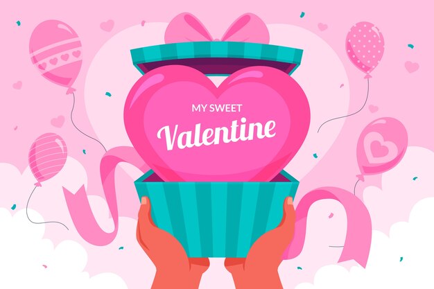 Fondo piatto di celebrazione di san valentino