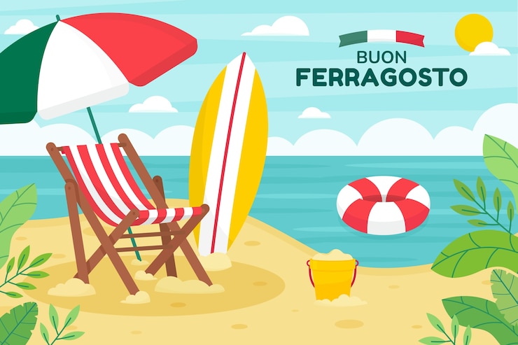 Vettore gratuito fondo piatto di ferragosto