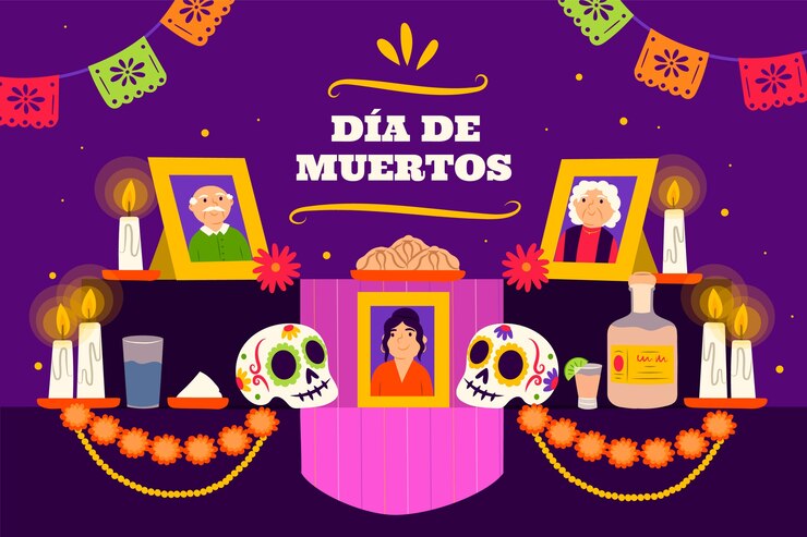 Vettore gratuito fondo piatto di muertos