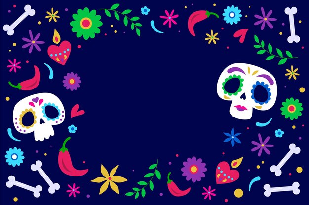 Fondo piatto dia de muertos disegnato a mano