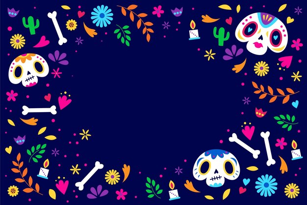 Fondo piatto dia de muertos disegnato a mano