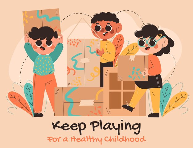 Fondo piatto disegnato a mano del giorno dei bambini del mondo