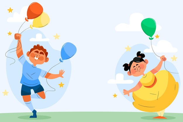 Fondo piatto disegnato a mano del giorno dei bambini del mondo
