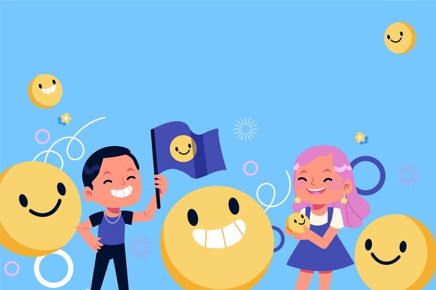Fondo piatto disegnato a mano del giorno del sorriso del mondo