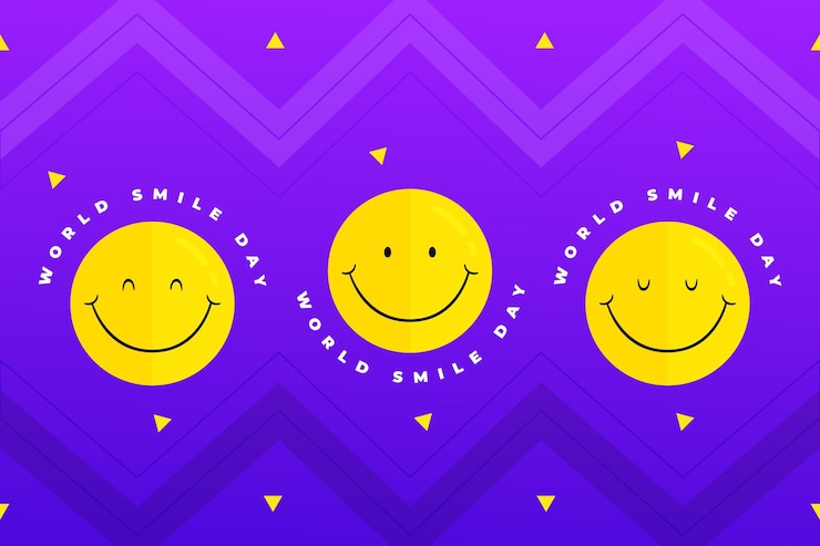Vettore gratuito fondo piatto disegnato a mano del giorno del sorriso del mondo