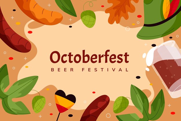 Fondo piatto disegnato a mano dell'Oktoberfest