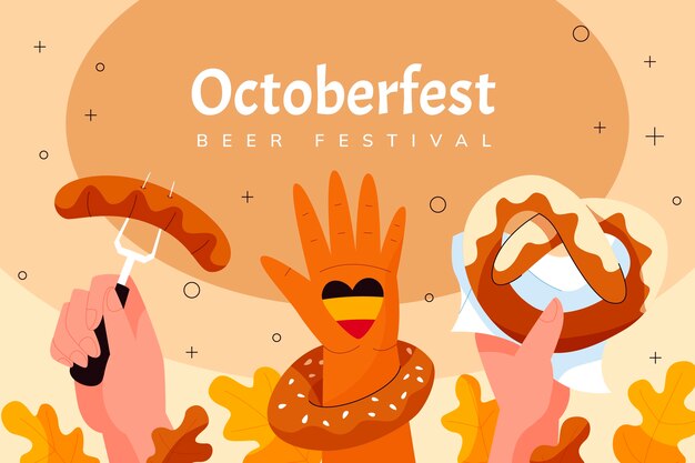 Fondo piatto disegnato a mano dell'Oktoberfest
