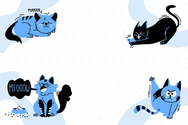 Fondo piatto disegnato a mano della giornata internazionale del gatto