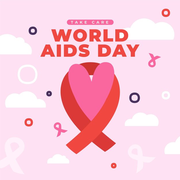Fondo piatto disegnato a mano della giornata mondiale dell'AIDS