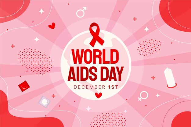 Fondo piatto disegnato a mano della giornata mondiale dell'AIDS