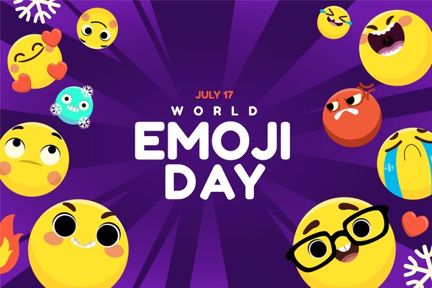 Fondo piatto mondo emoji giorno con emoticon