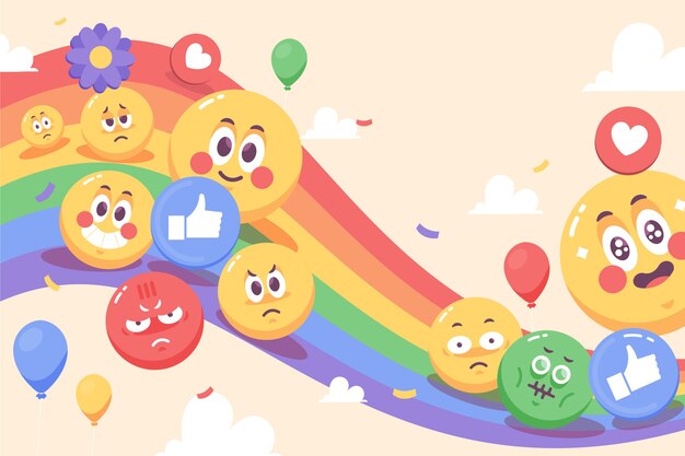 Fondo piatto mondo emoji giorno con emoticon