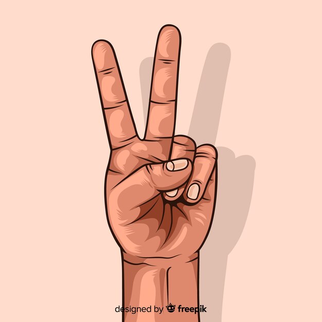 Fondo realistico del segno di pace della mano