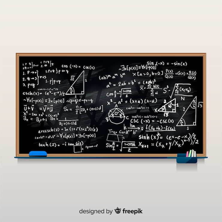 Vettore gratuito fondo realistico della lavagna di per la matematica