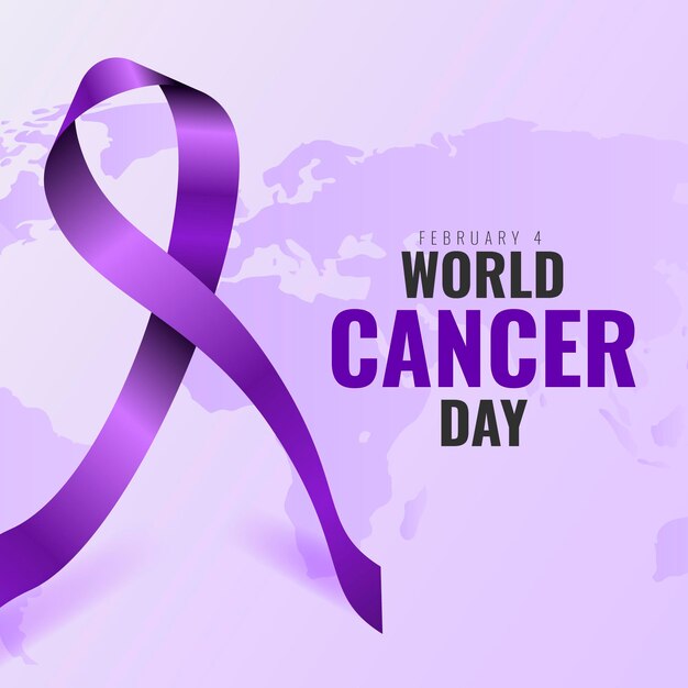 Fondo realistico di giornata mondiale del cancro con il nastro