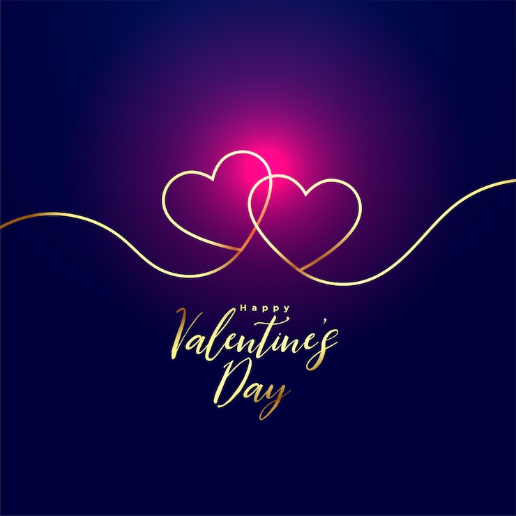 Vettore gratuito fondo romantico di san valentino dei cuori della linea dorata