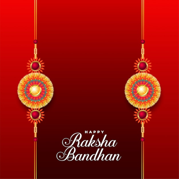 Fondo rosso bandhan felice di raksha con due rakhi
