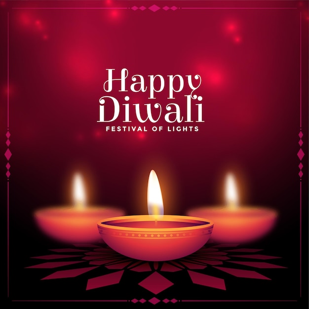 Fondo rosso della carta di festival di diwali felice tradizionale